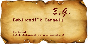 Babincsák Gergely névjegykártya